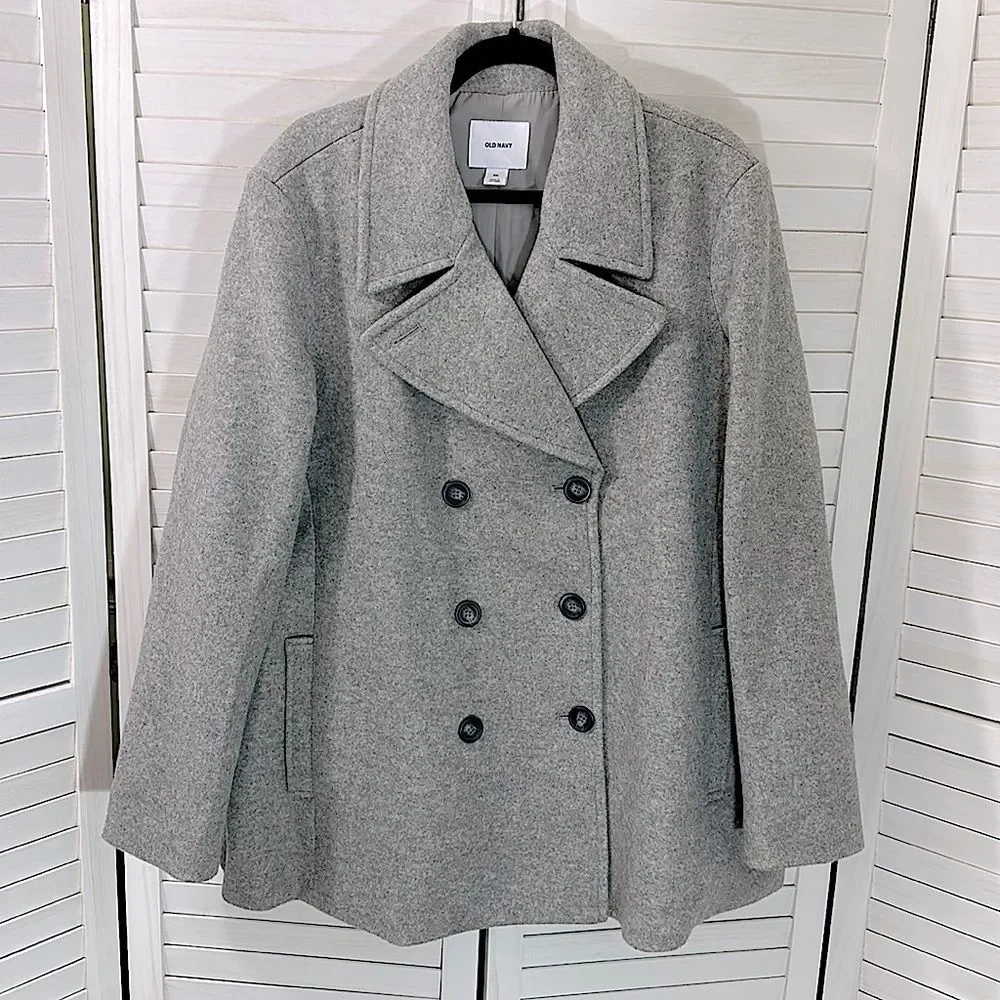 Old Navy Brushed Heather Gray Pea Coat Size XXL